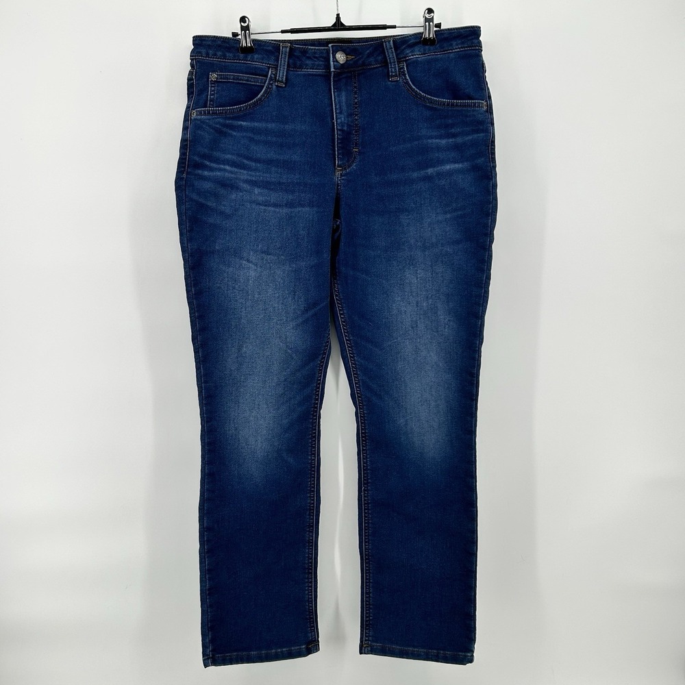 Lee‎ Fleece Lined Jeans Womens 12 Straight Leg Thermal Denim Blue Pants Momcore
